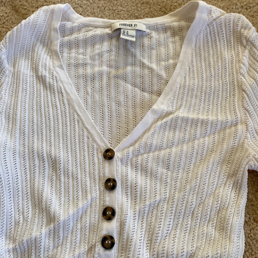 Forever 21 womens long sleeve white top size medium - Picture 3 of 4